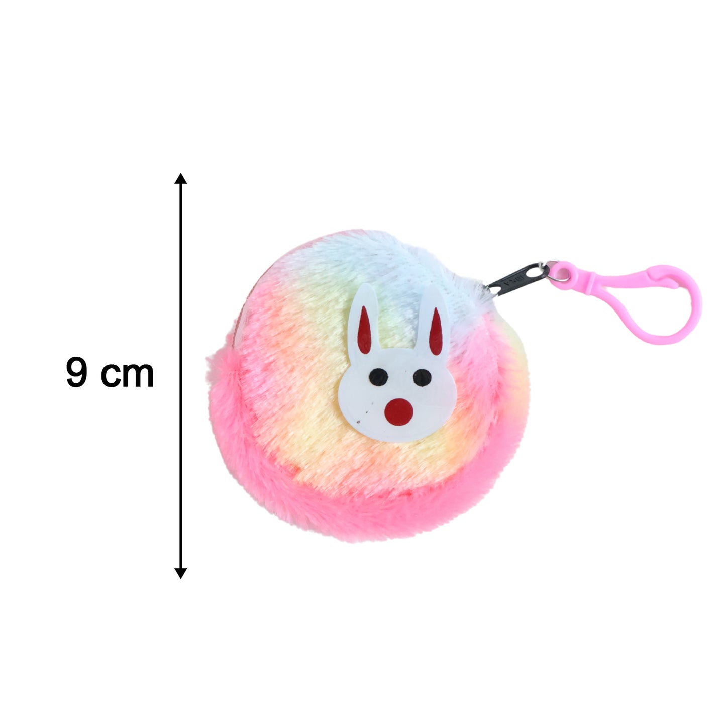 Cute Bunny Design Rainbow Fur Mini Coin Purse Keychain (1 Pc)