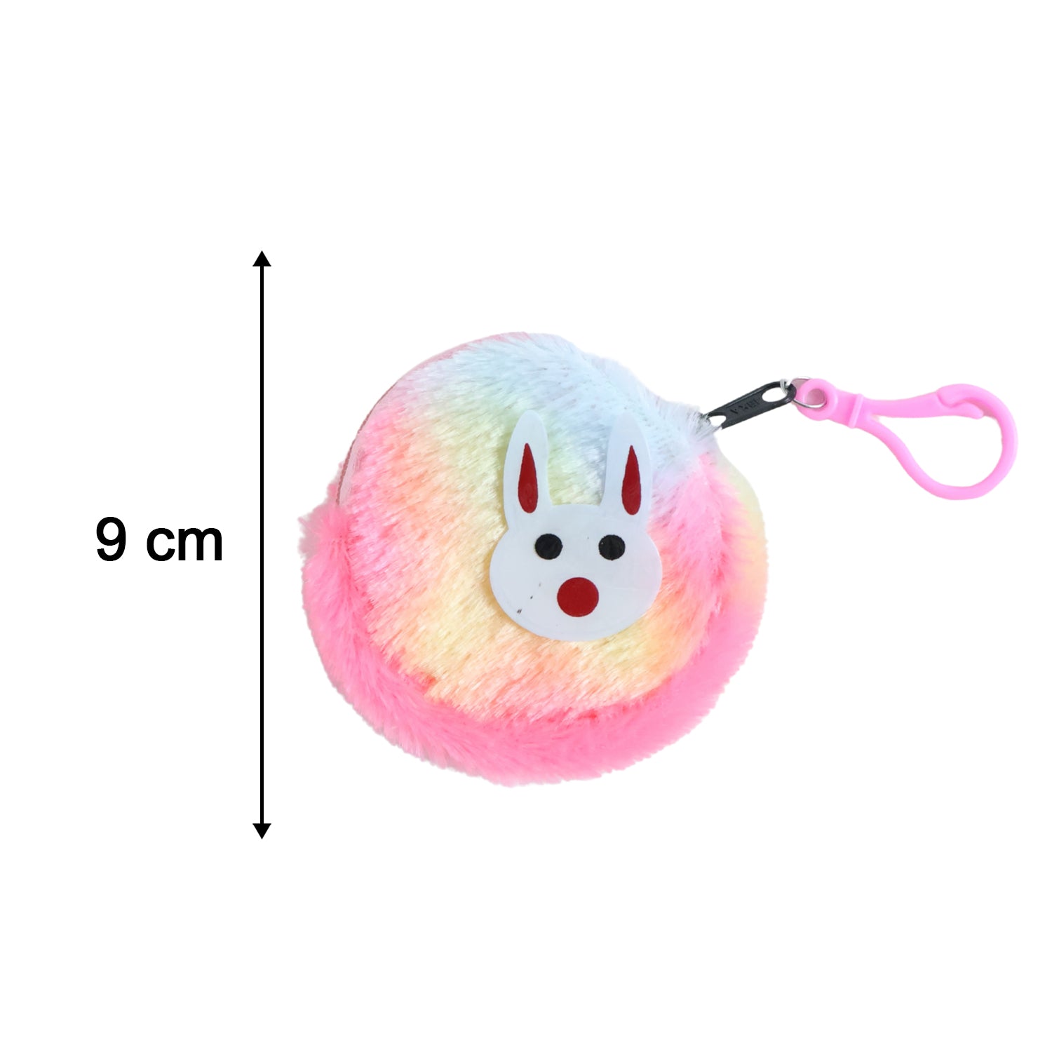 Cute Bunny Design Rainbow Fur Mini Coin Purse Keychain (1 Pc)