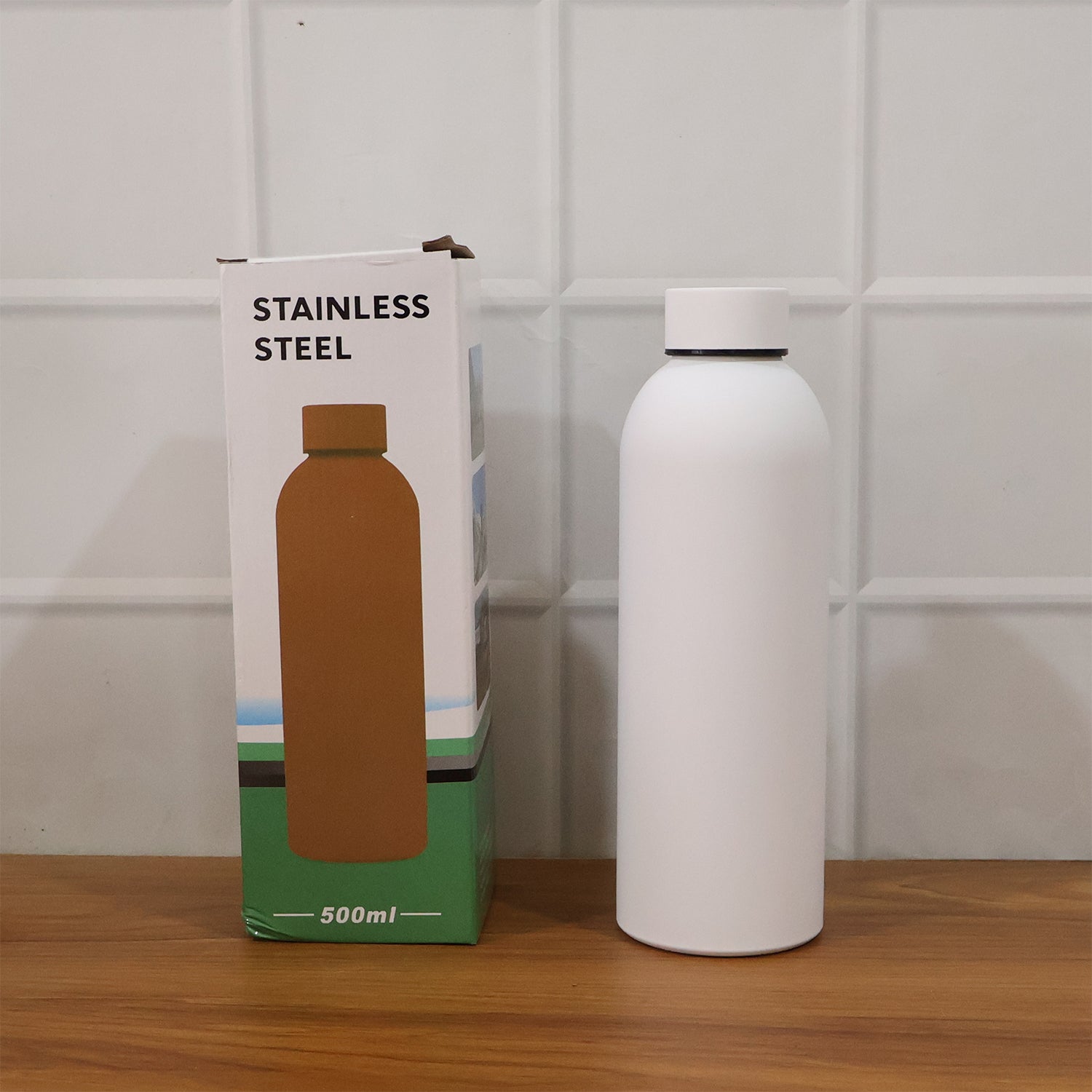 Stainless Steel Double Wall Vacuum-insulated Drink Water (White  500 Ml Approx)