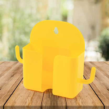 Wukusy orange wall-mounted mobile stand with hook, ideal for holding phones and accessories in a compact, organized way.