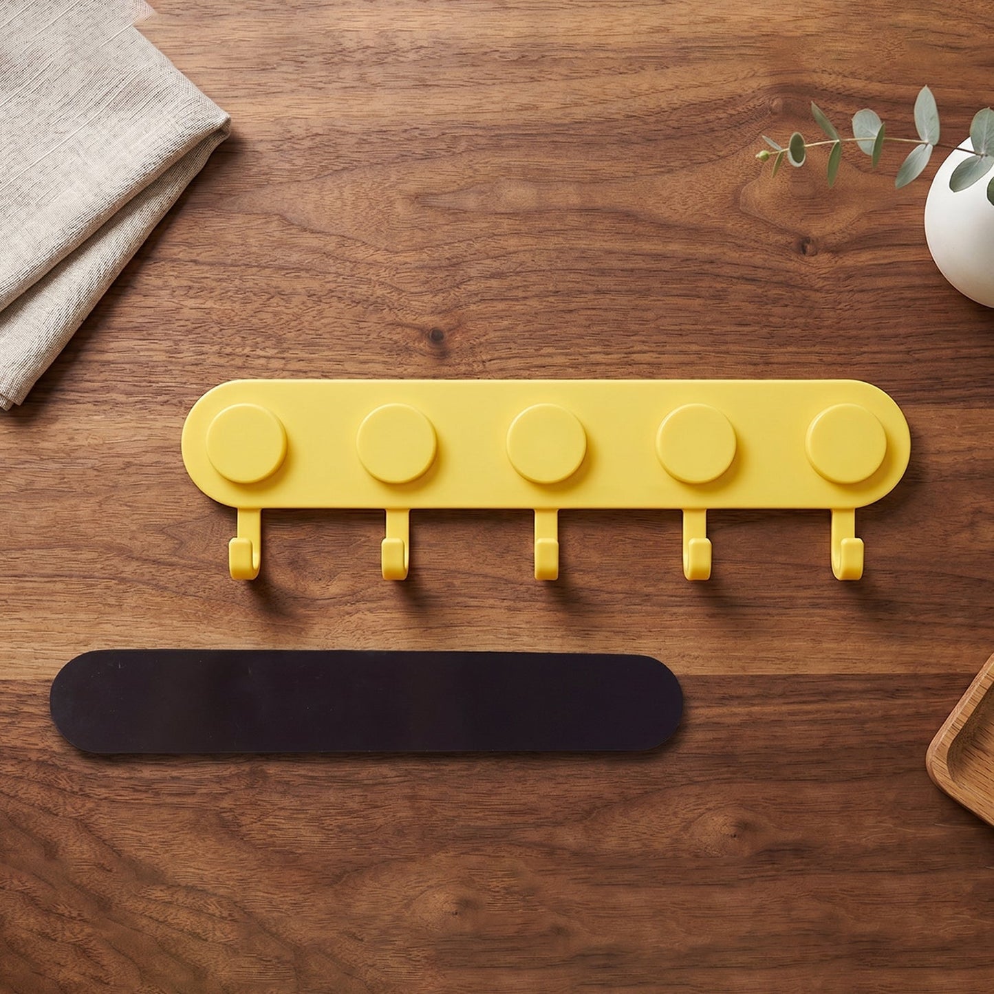 Self-adhesive Plastic 5-hook Wall Hanger For Home Storage And Organisation (1 Pc)