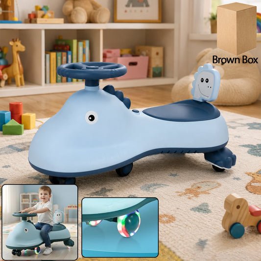 Kids Swing Car Ride On Toy With Music Blue Shark Design Magic Twist Car (1 Pc)