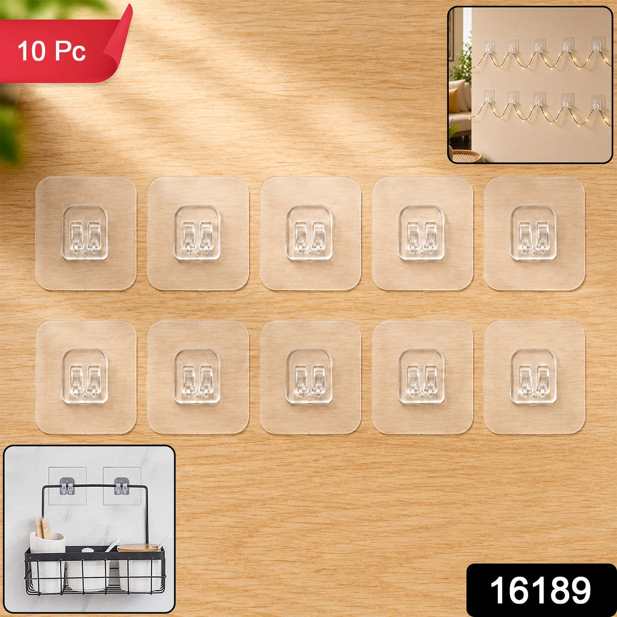 Self Adhesive Transparent Wall Hooks For Kitchen Bathroom And Home Organization