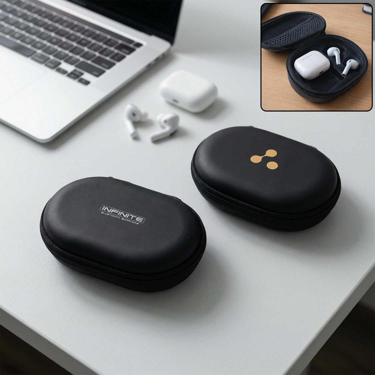 Wukusy wireless earbuds case with durable hard shell protection, compact and sturdy for secure storage and transport.