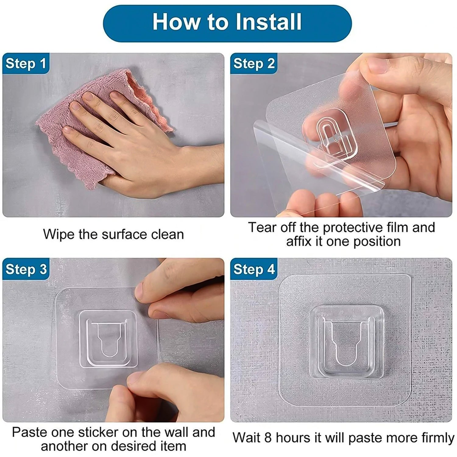 Transparent Self Adhesive Wall Hook (1 Pc)