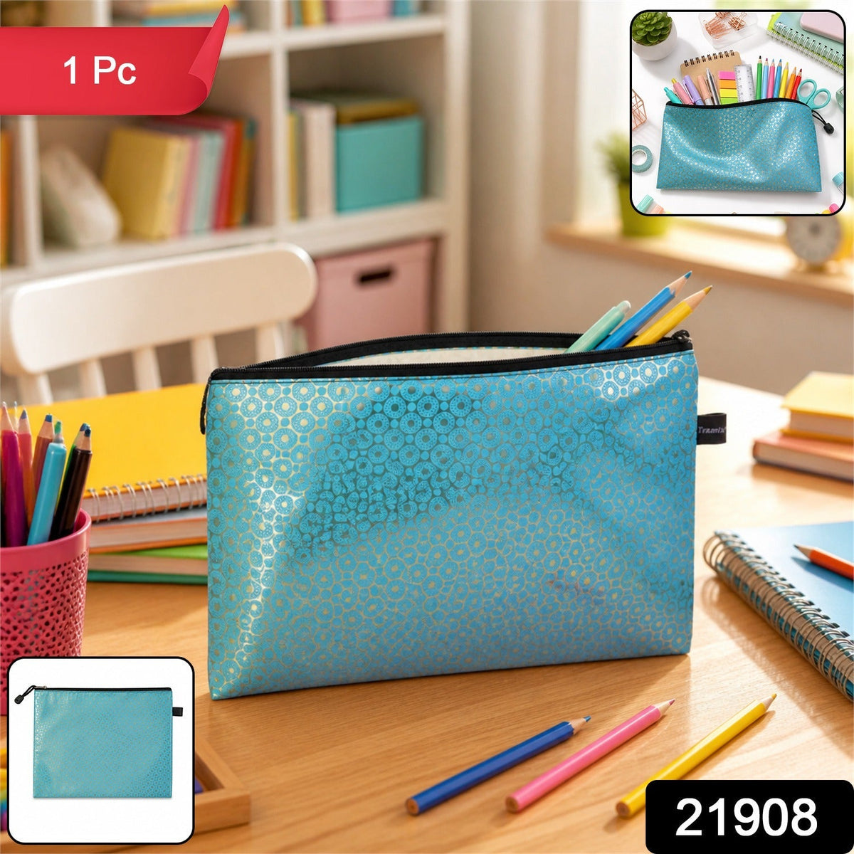 Pencil Zipper Pouch  Bright Spacious  Durable Stationery Bag