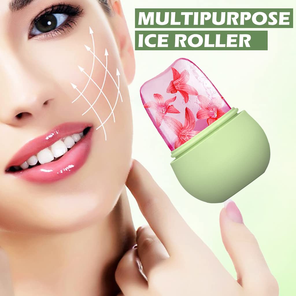 Wukusy 7234 ice face roller with silicone eye massage head, cleansing brush, and ice mold for reducing puffiness and shrinking pores