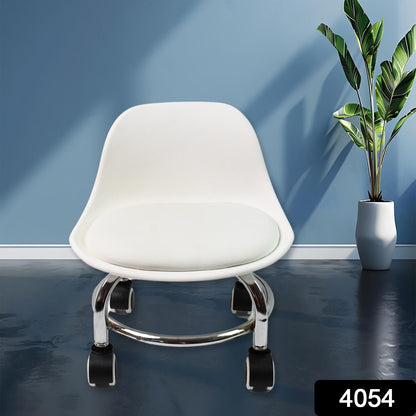 Wukusy 4054 low round rolling pedicure stool with colorful wheels, suitable for home, office, fitness, or garden use.
