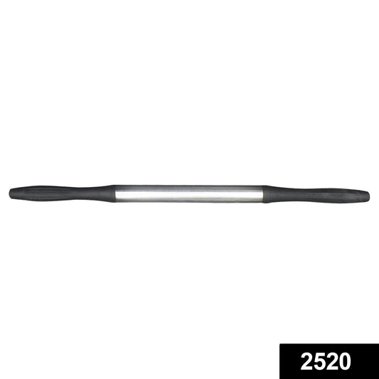 Black Wukusy 2520 Kitchen Plastic Belan rolling pin on a wooden surface, highlighting its smooth plastic handle and sturdy design.