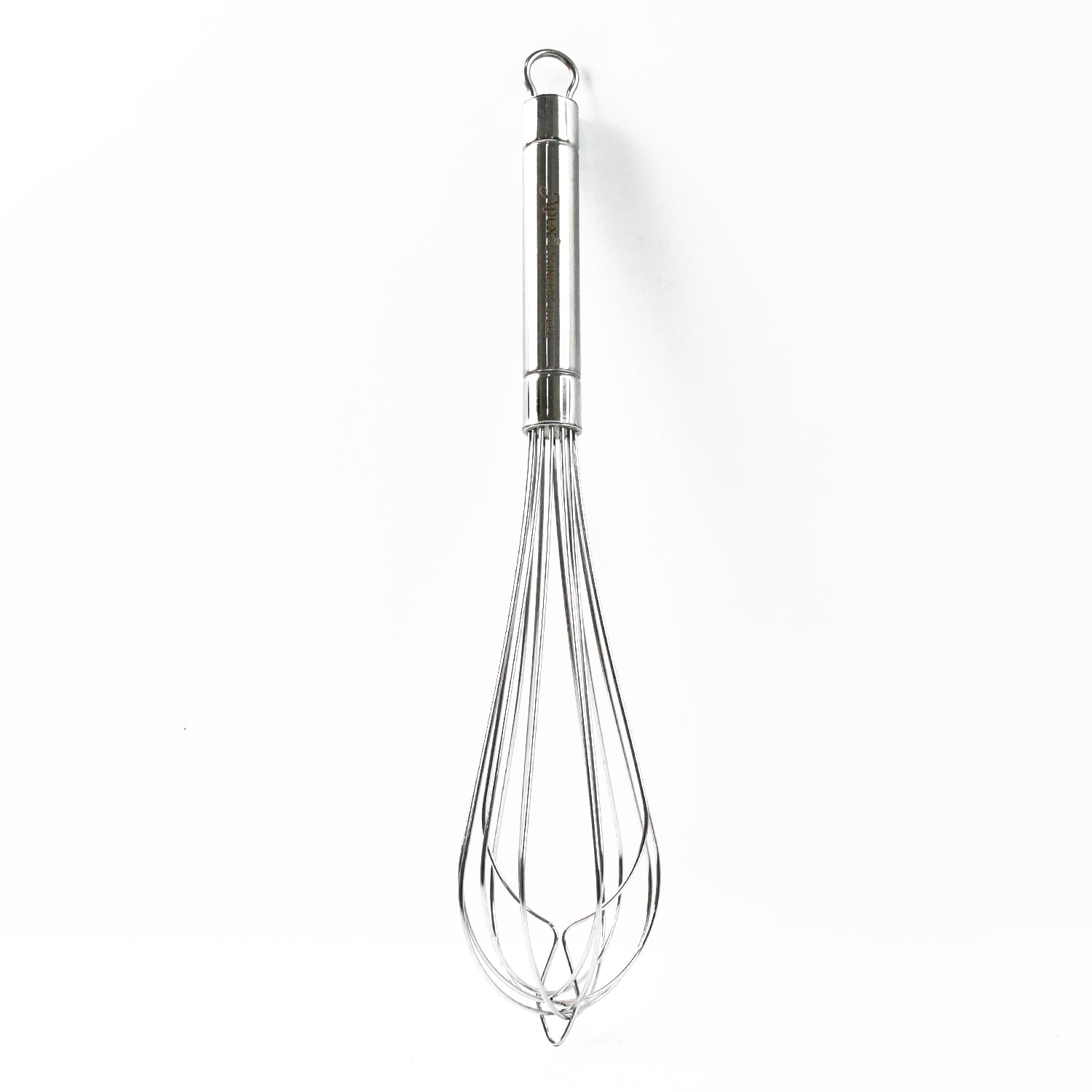 Wukusy Apex stainless steel medium hand whisk for mixing and whipping in home and kitchen cooking tasks.
