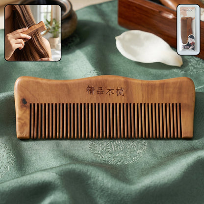 Natural Wooden Hair Comb With Fine Teeth Anti Static For Men And Women (1 Pc)