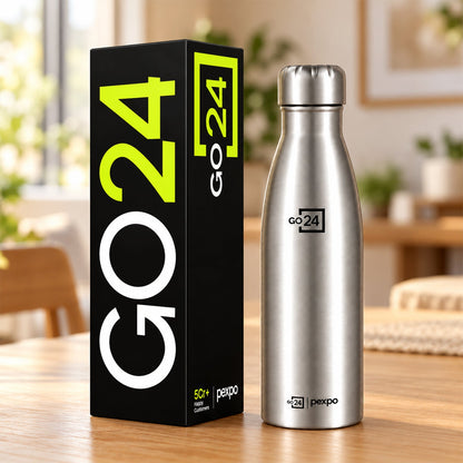 Wukusy stainless steel water bottle with screw cap, 1000 ml capacity, designed for office and travel use.