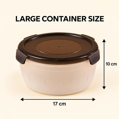 Wukusy Magick round food storage containers with clip-on lids, 3-piece set in three sizes