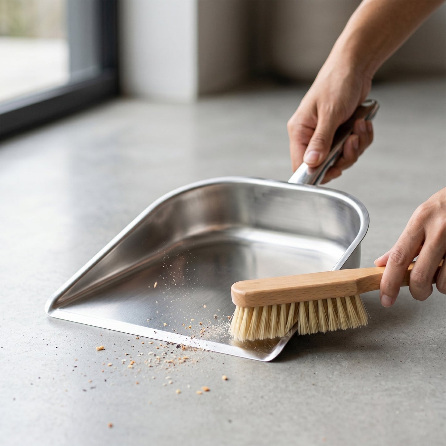 Heavy Duty Metal Dustpan Stainless Steel Dust Pan With Handle (1 Pc)