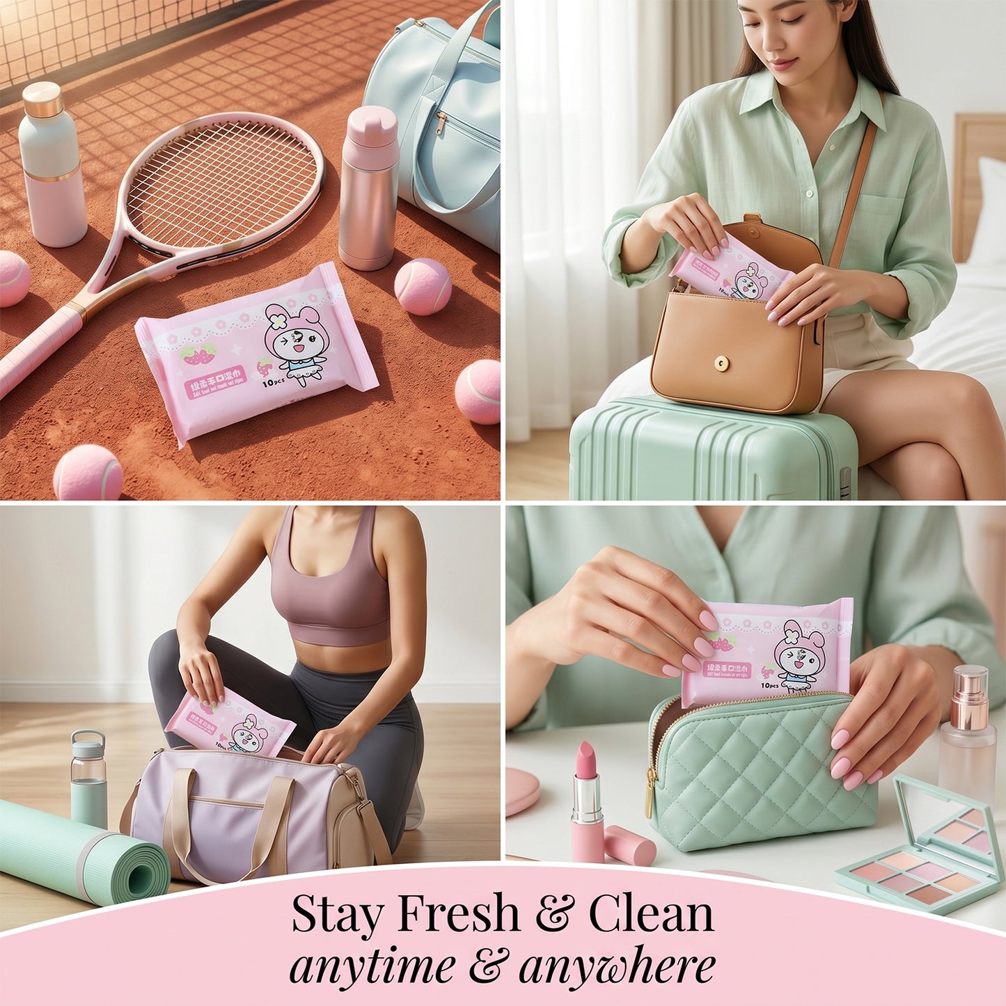 Cartoon Printed Soft Wet Wipes Pack 10 Pc (1 Pack X 10 Pc)