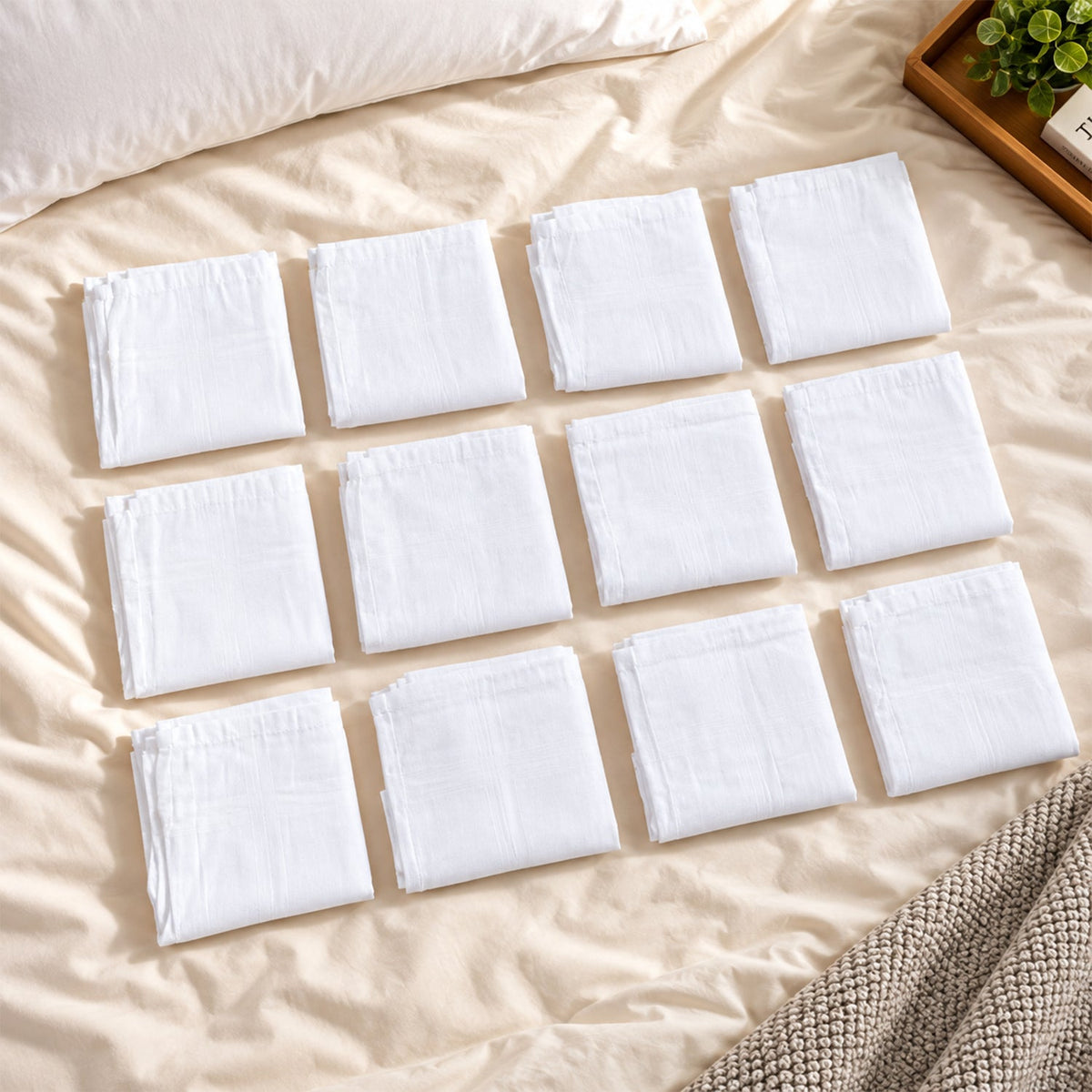 Mens Soft Cotton Handkerchief Rumal With Striped Borders (12 Pc 46x46 Cm)