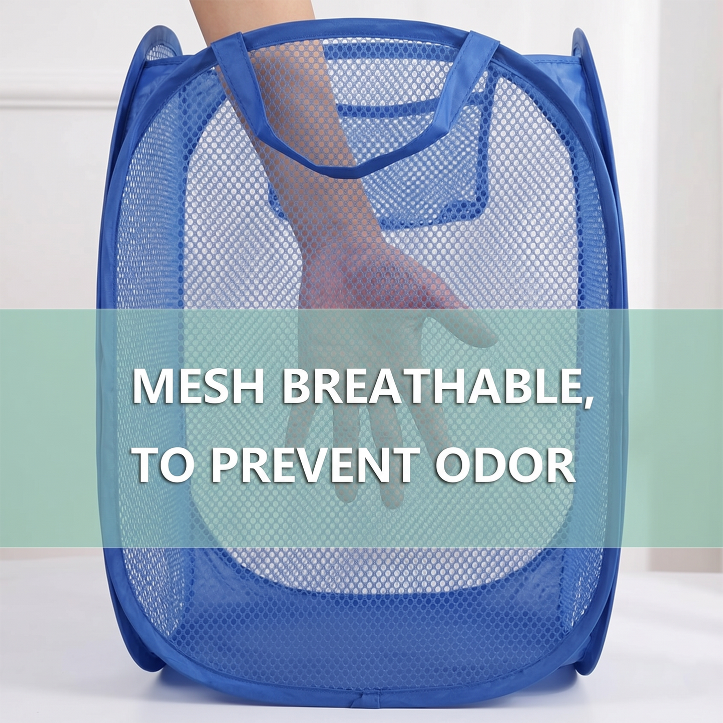 Pop Up Mesh Laundry Basket Lightweight Clothes Hamper (1 Pc34x34x58cm)