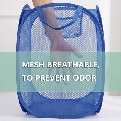 Pop Up Mesh Laundry Basket Lightweight Clothes Hamper (1 Pc34x34x58cm)