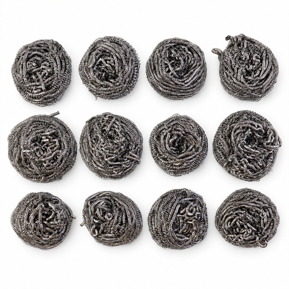 Wukusy 12-piece kitchen steel scrubber set for cleaning metal utensils, pots, and pans