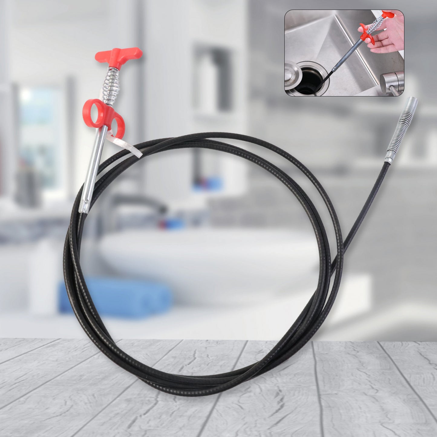 Flexible Spring Drain Cleaning Tool With Hand Grip (1 Pc  298 Cm)