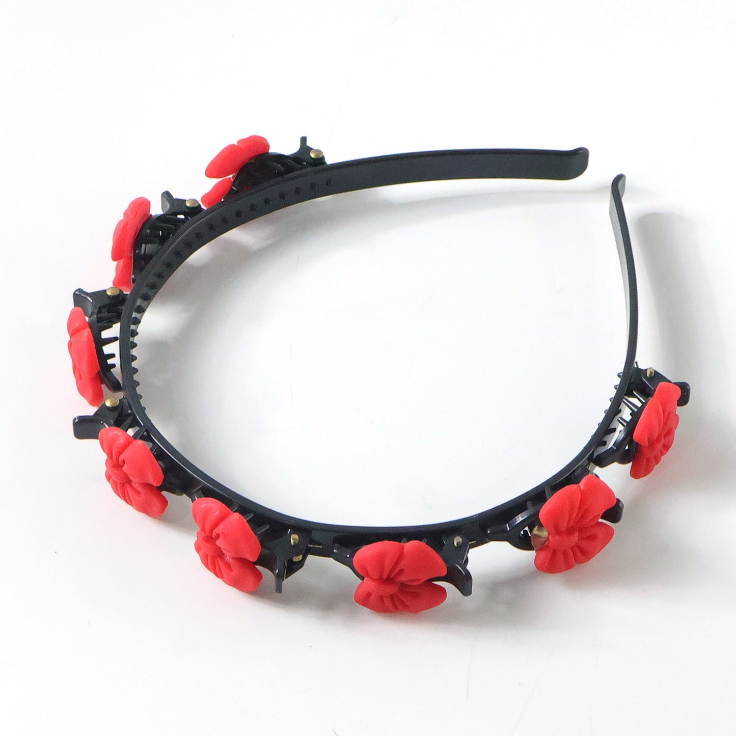Decorative Floral Headband With Built In Mini Claw Clips Hair Band 1 Pc