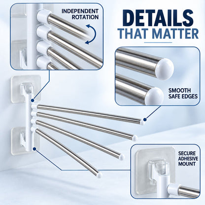 Four Bar Swivel Wall Mounted Towel Rack For Bathroom And Kitchen (1 Pc)