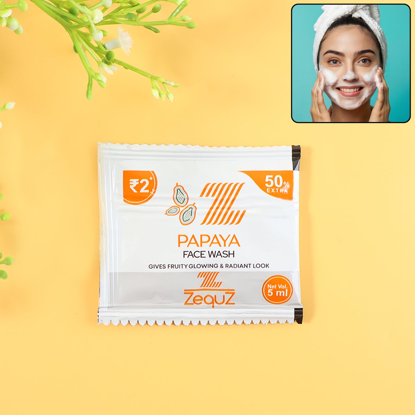 Zequz Papaya Face Wash Sachet (5 Ml  1 Pc)
