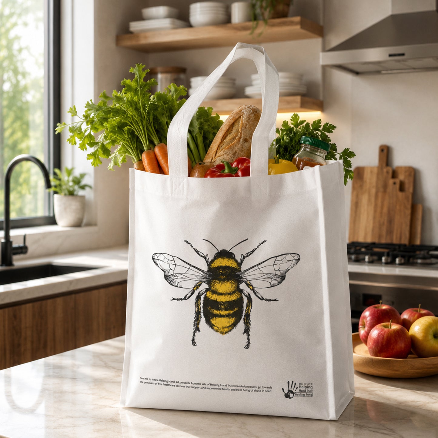 Multipurpose Carry Hand Bag With Bee Print (1 Pc)