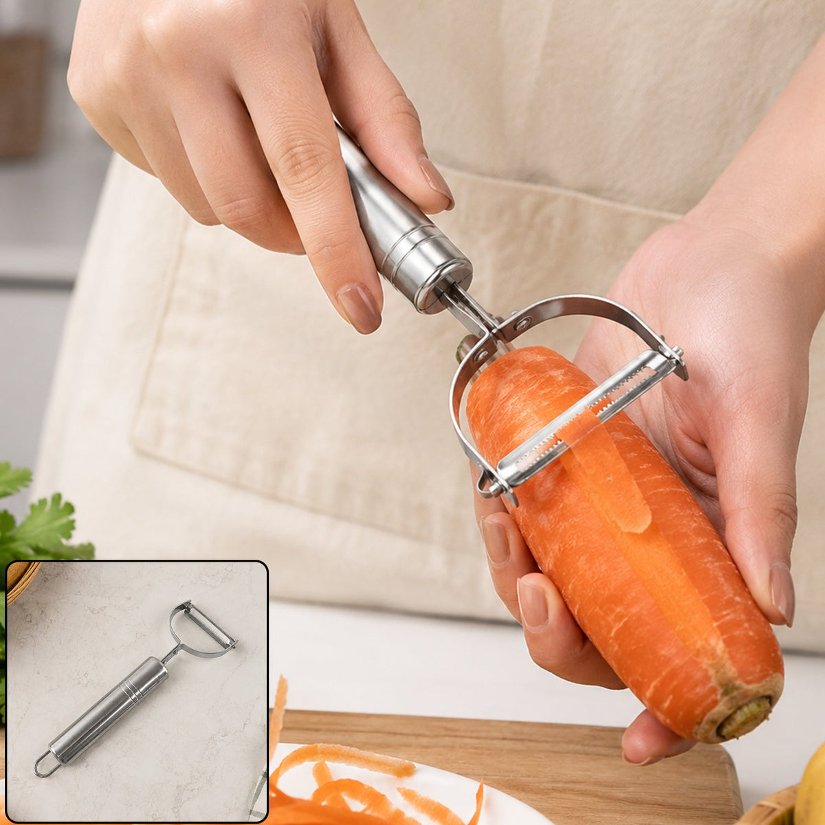 Stainless Steel Vegetable And Fruit Peeler With Swivel Blade For Kitchen (1 Pc)