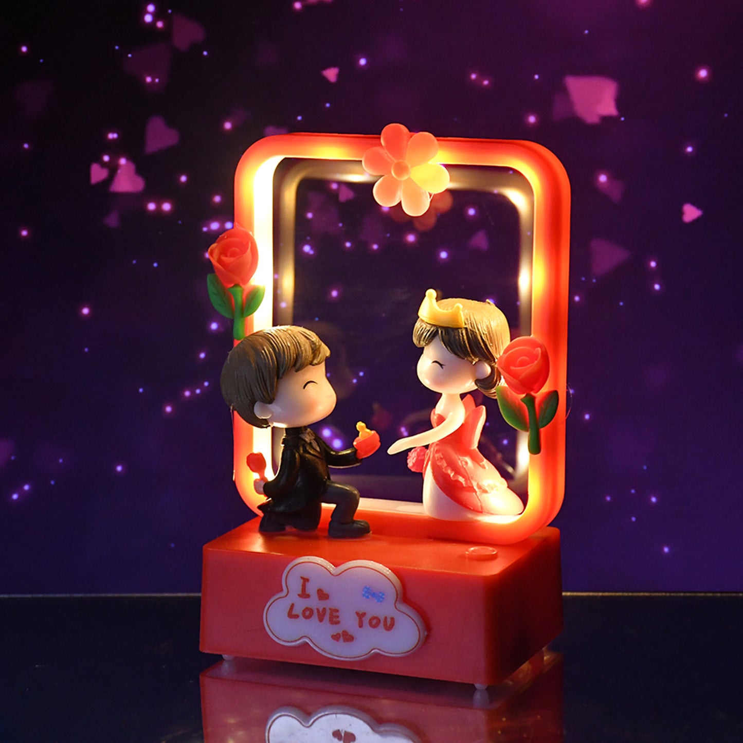 Romantic Couple Figurine With Led Light Showpiece (1 Pc)
