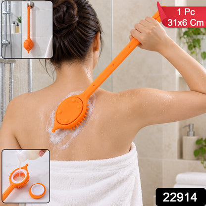 Long Handle Silicone Back Scrubber With Soap Dispenser (1 Pc 31 X 6 Cm)