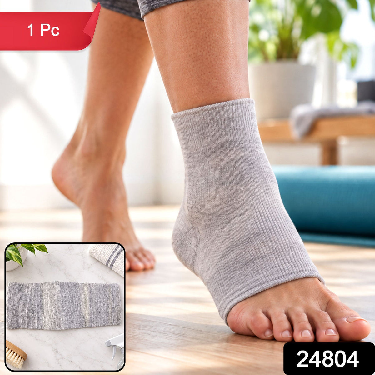 Wukusy soft stretchable open toe ankle support sleeve for daily comfortable wear, shown on a person's ankle.