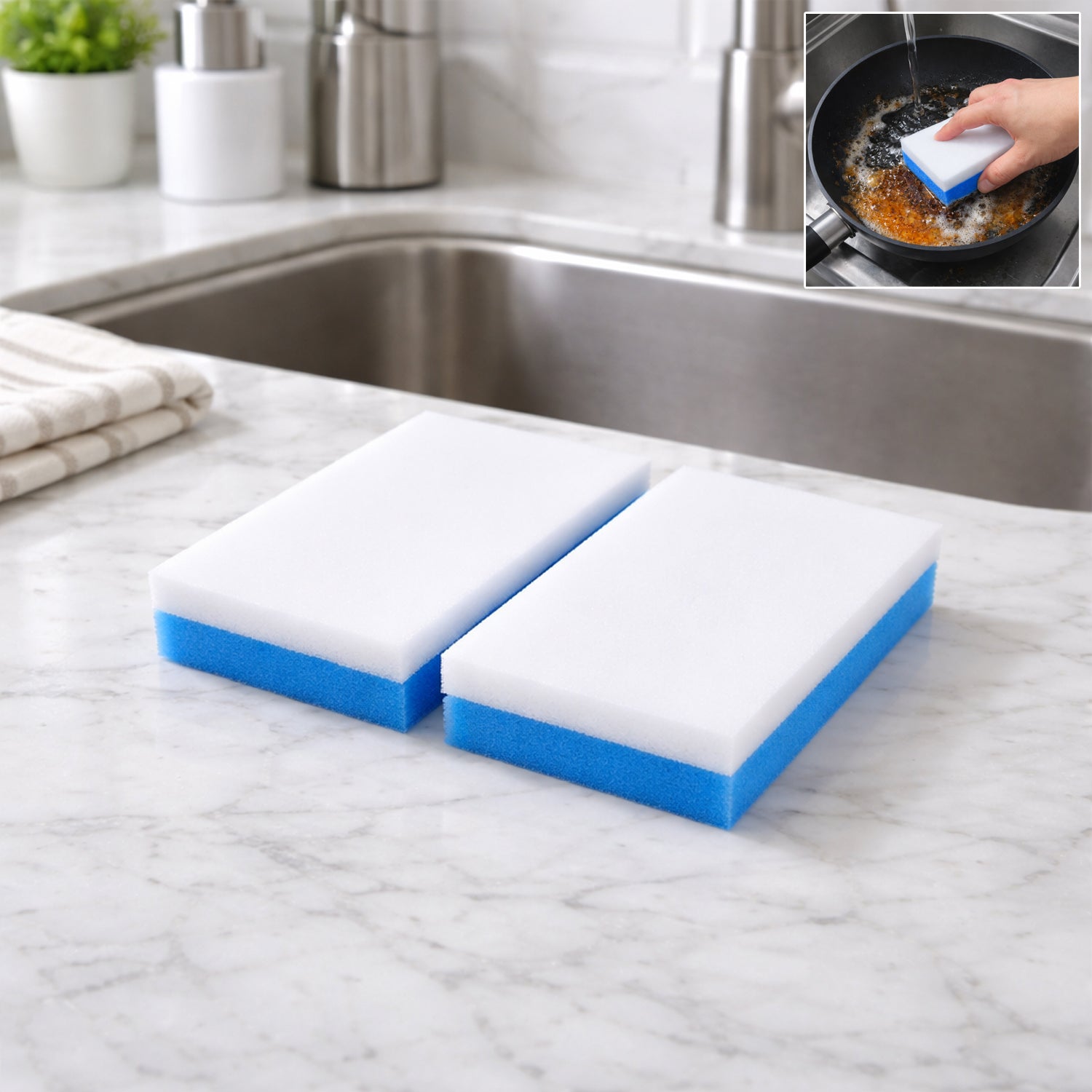 Dual Layer Cleaning Sponge Eraser Pads (2 Pc)