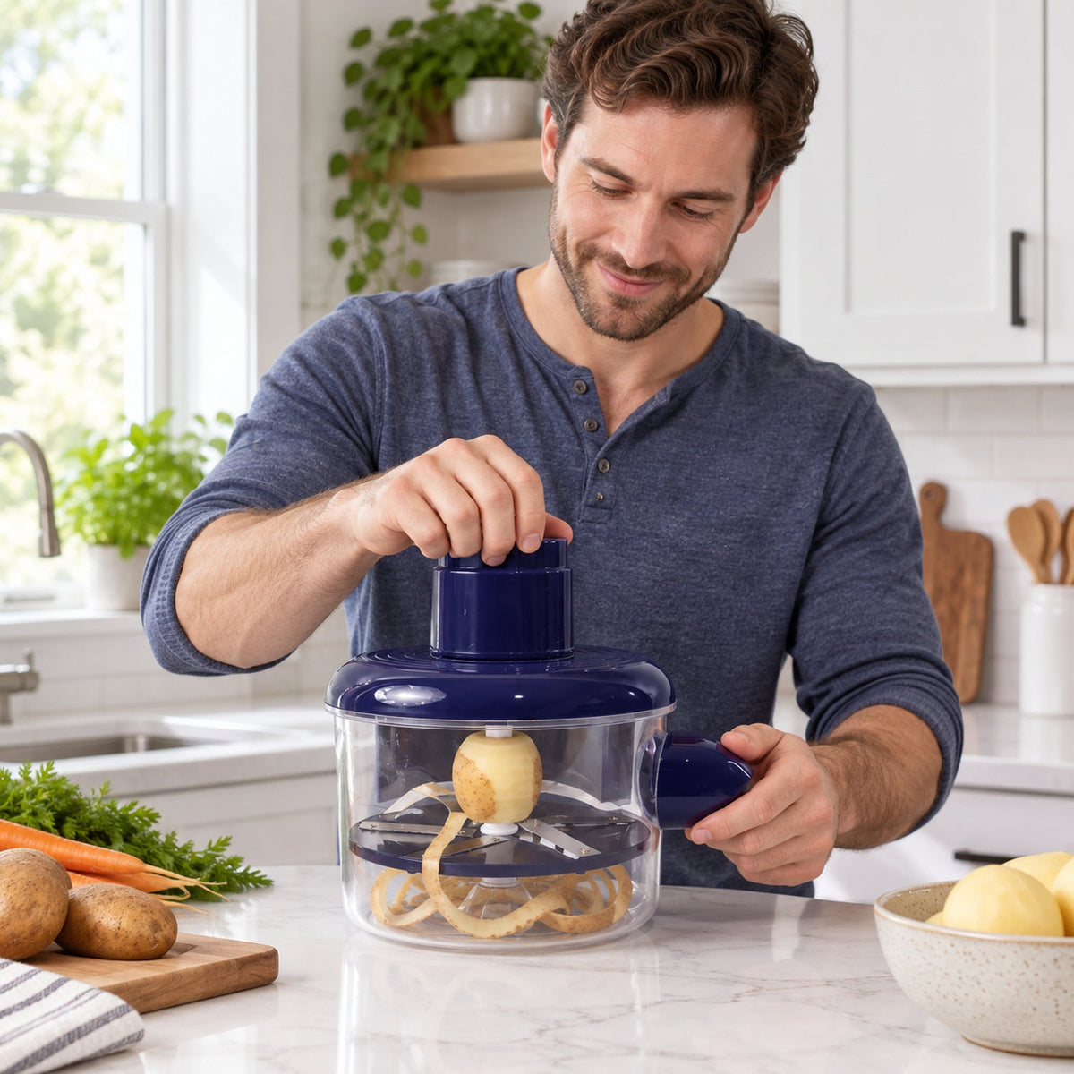 Wukusy B Grade electric food chopper with steel blades and clear plastic bowl for easy food preparation.