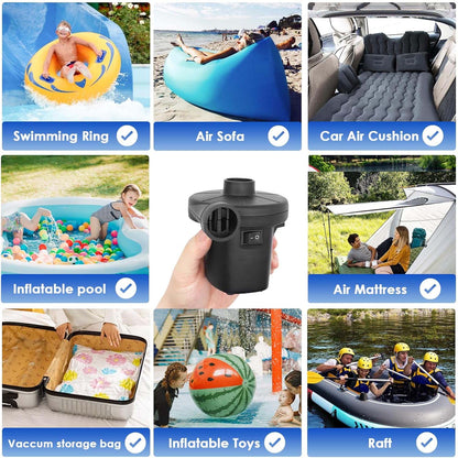 Wukusy 9080 electric air pump for balls and balloons with three nozzles, compact and portable for inflation tasks.