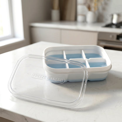 Mini plastic ice cube tray with six cavities by Wukusy, designed for freezing small, fresh ice cubes.