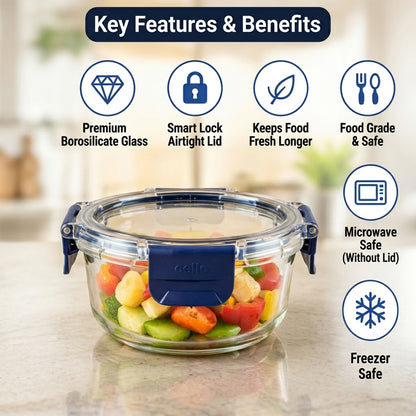 Wukusy 400ml round glass food storage container with Smart Lock lid