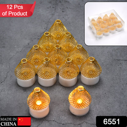 Set of 12 flameless acrylic LED tea light candles by Wukusy, ideal for home decor, parties, and festive decorations.