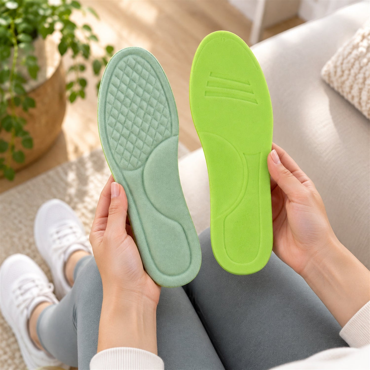 Pair of Wukusy soft foam shoe insoles with textured surface for comfortable daily wear, size 45-46, shown in the image.