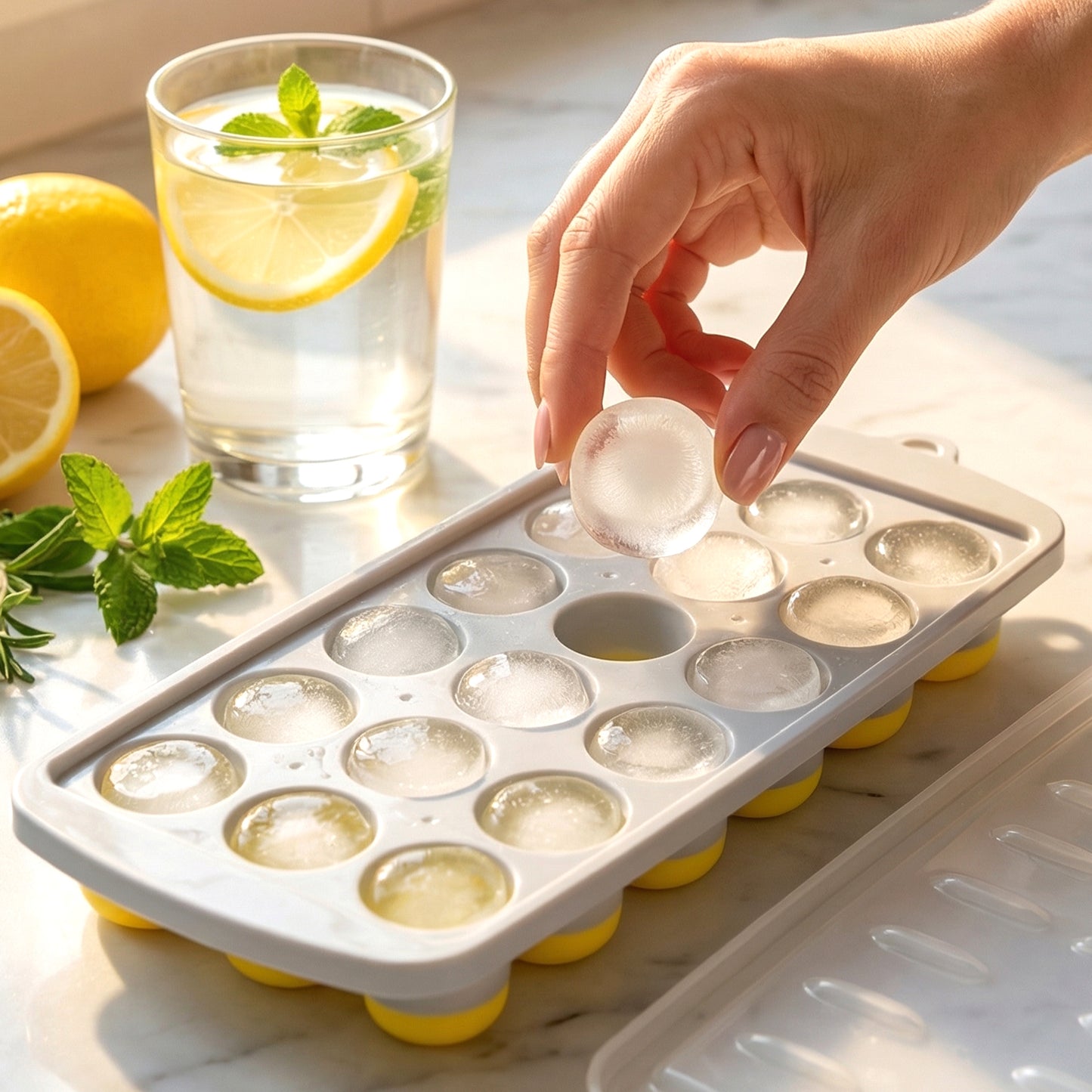 Round Ball Ice Cube Tray With Lid 21 Grid Ice Mold Tray (1 Pc)