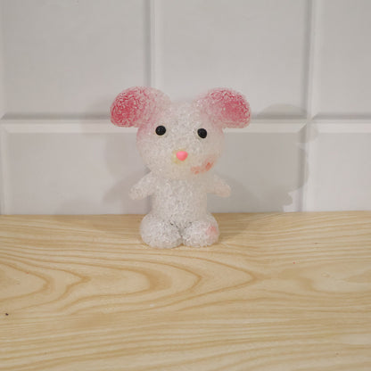 Wukusy cartoon mouse-shaped LED night lamp with crystal texture emitting warm glow, perfect for children's bedrooms.