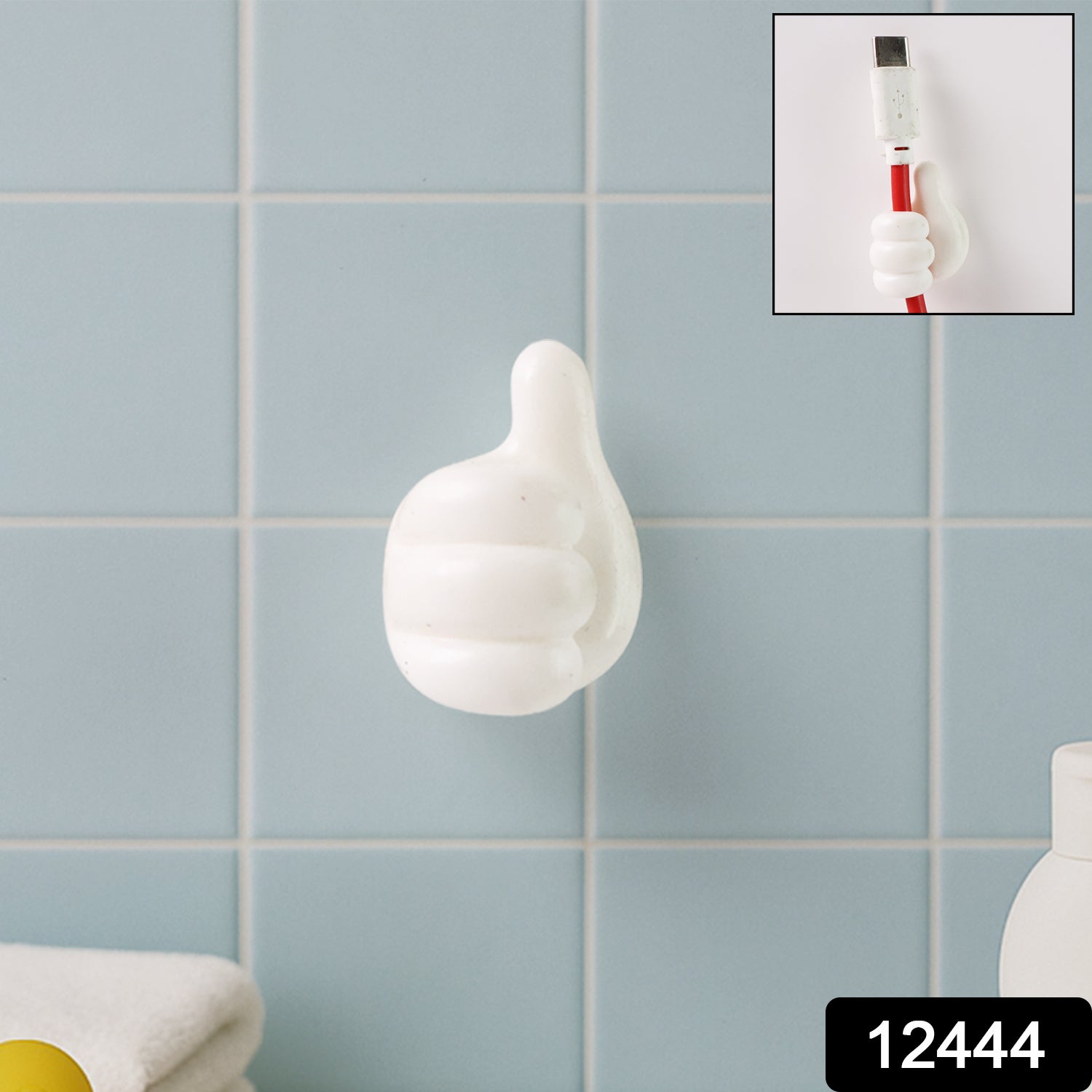 White Multifunctional Multi Functional Hand Shape Wall Clip Hanger Keys Cable Holder
