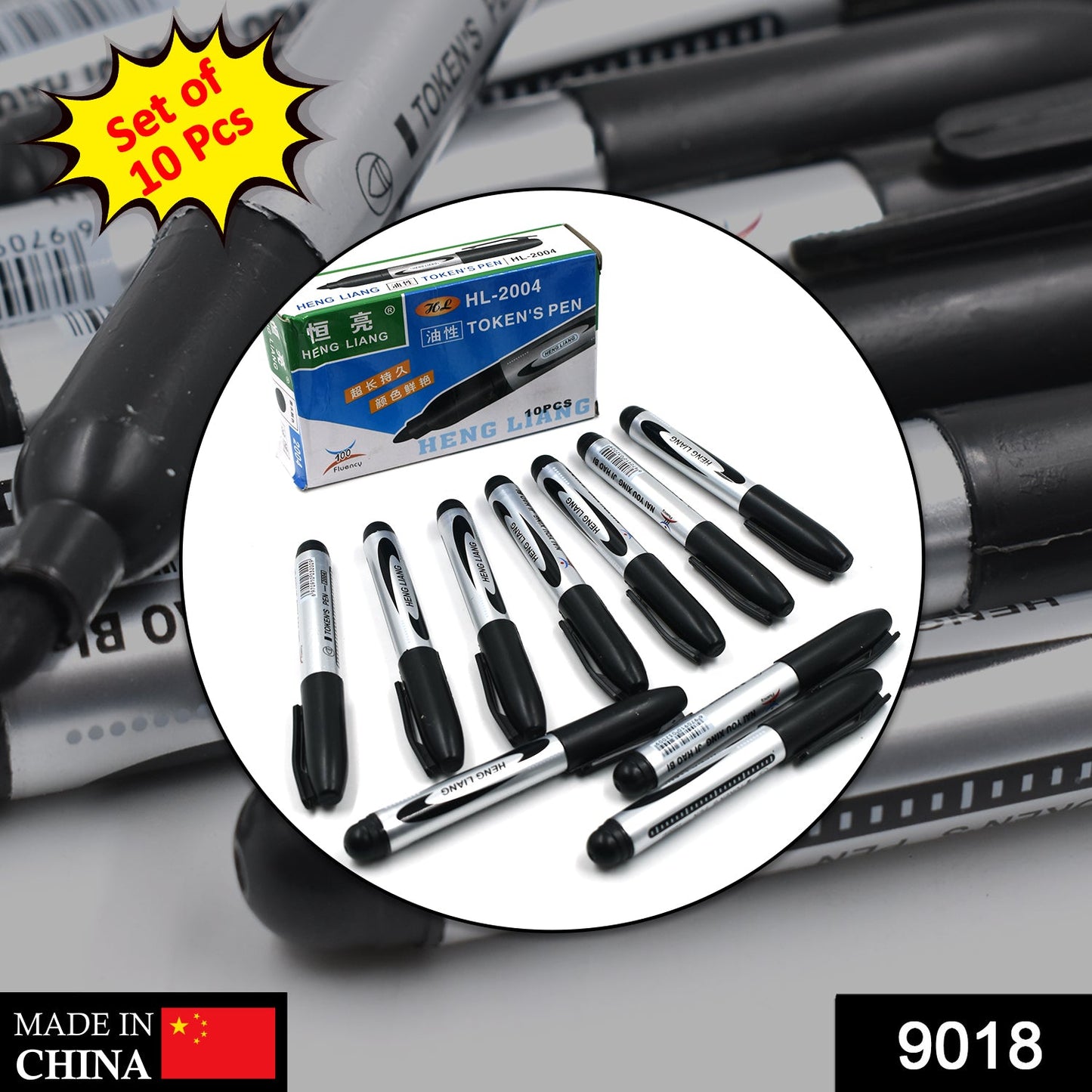 Wukusy 10-piece black marker set for office, school, and college use, ideal for writing and teaching in educational environments.