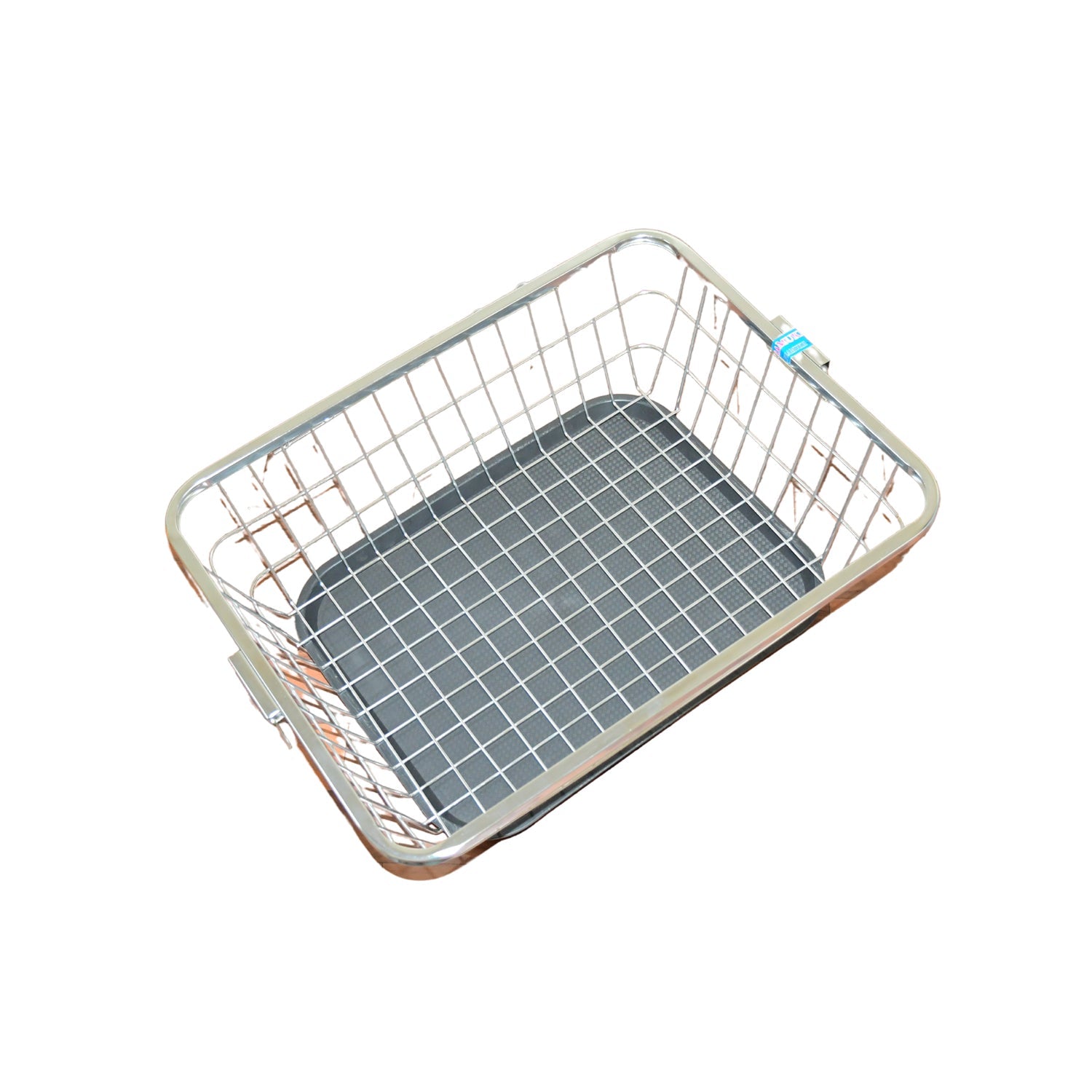 Wukusy stainless steel dish drainer rack with drip tray, utensil drying stand, kitchen plate rack, 57x45x19 cm for drying dishes.