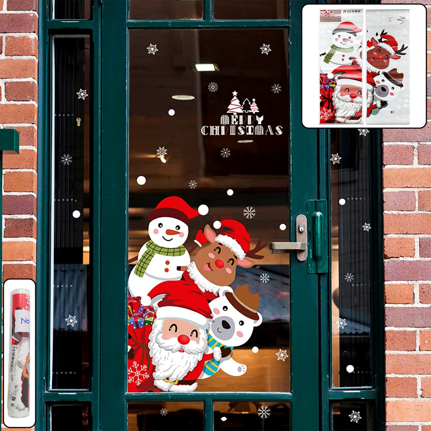 Christmas Theme Glass  Wall Sticker 90x60 Cm  (1 Pc)