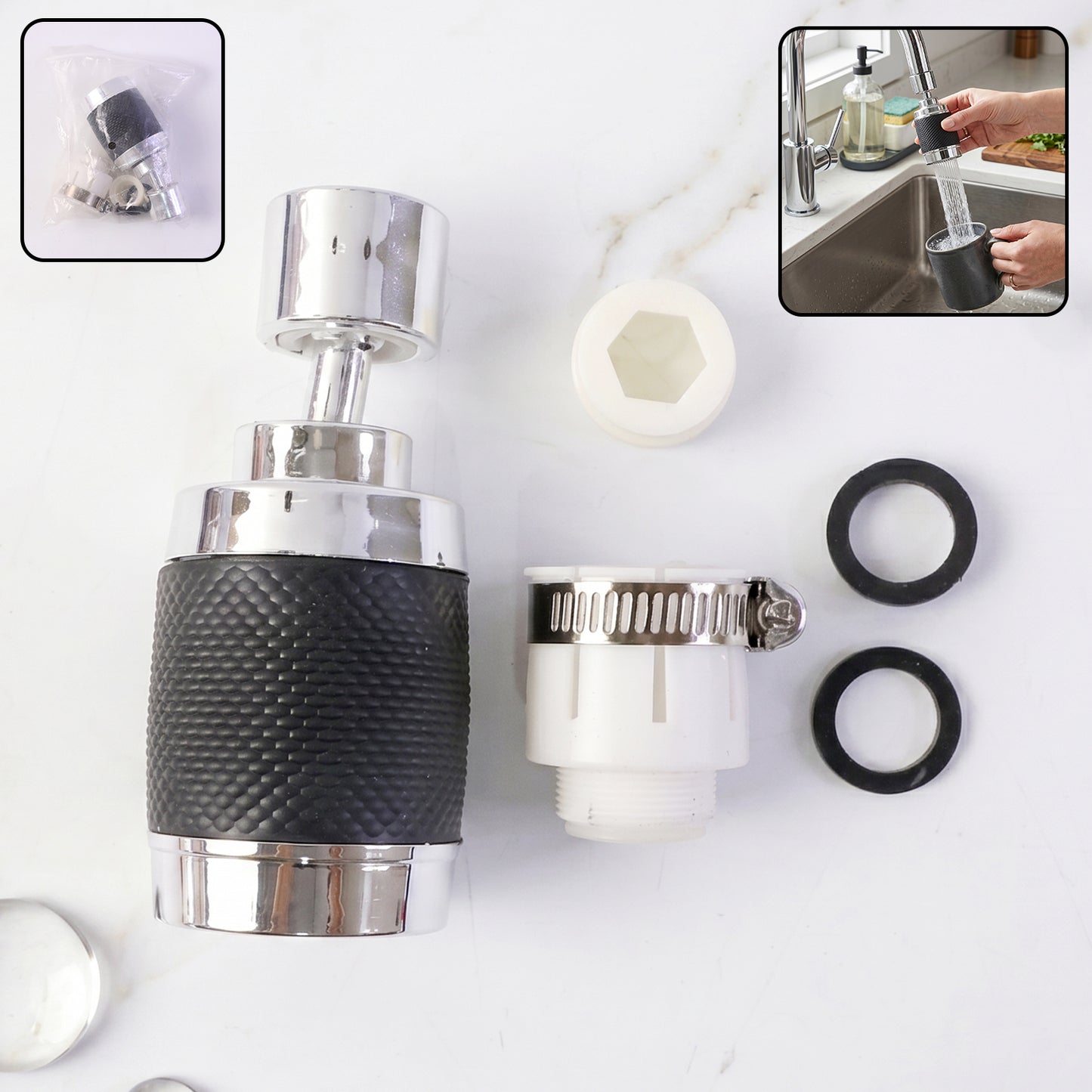 Kitchen Water Faucet Sprayer 360 Rotatable Tap Extender Nozzle For Sink (1 Pc)