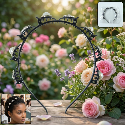 Elegant pearl design hair headband by Wukusy featuring stylish decorative pearls for a chic and sophisticated look.