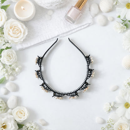 Stylish Pearl Embellished Floral Hairband For Girls  Women (1 Pc)