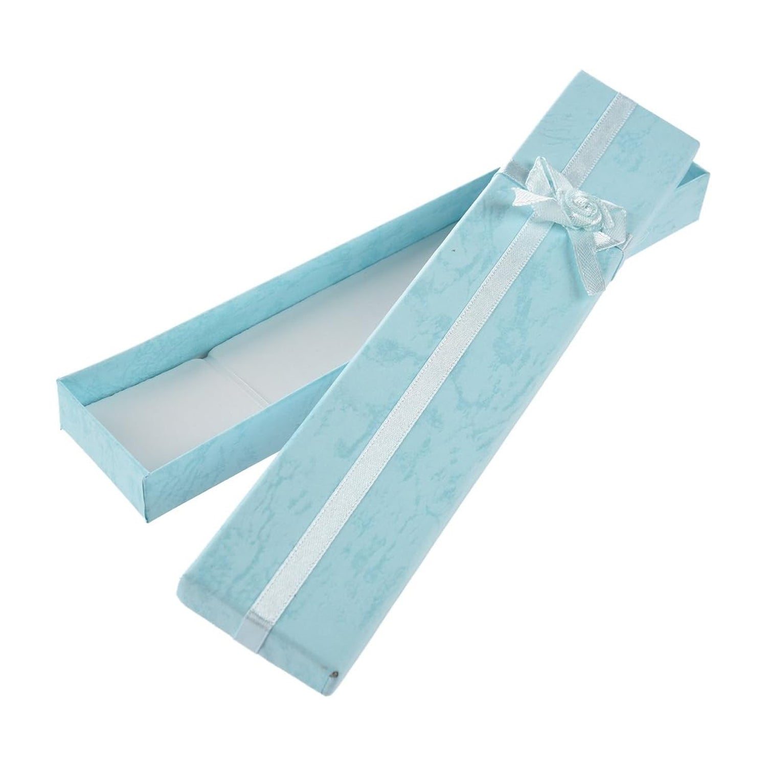 Premium Long Rectangular Jewelry Gift Box With Elegant Ribbon (1 Pc)