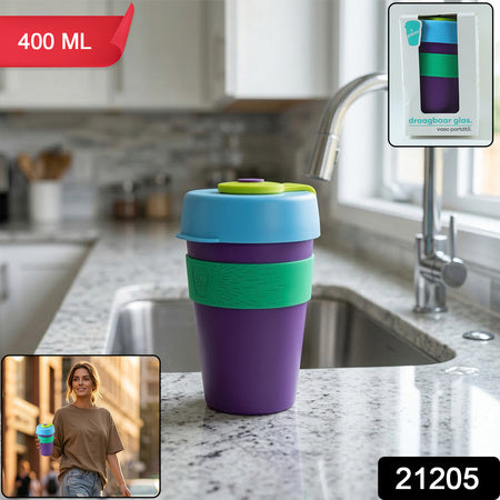 Reusable Colorful Travel Mug With Secure Silicone Lid (1 Pc 400 Ml)